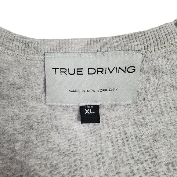True Driving Mens XL Shirt Pullover Long Sleeve Lined Ribbed NYC Streetwear Gray - Picture 4 of 8